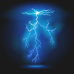 In the return stroke of a typical lightning bolt