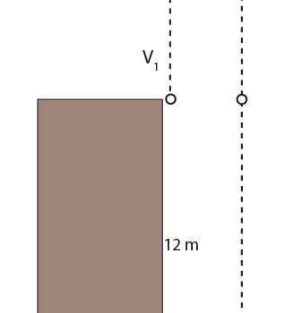 A boy throws a ball straight up from the top