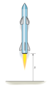 The acceleration of a rocket traveling upward